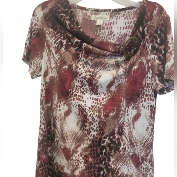 Tradition Cowl Neck Blouse With Buckle Decor At Neck Soft And Trendy S (6 _8 ) - Picture 2 of 6